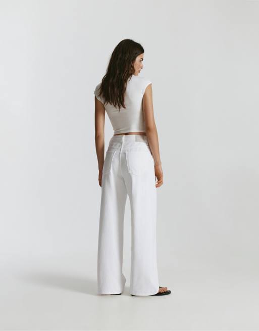 Pull&Bear Mid-waist baggy jeans in white, 4 of 7