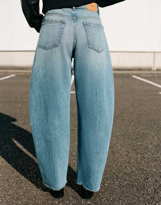 Pull&Bear Mid-waist balloon  jeans in greenish blue, 2 of 7