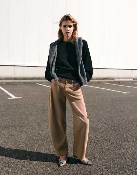 Pull&Bear Mid-waist balloonjeans in zandkleur - view 1