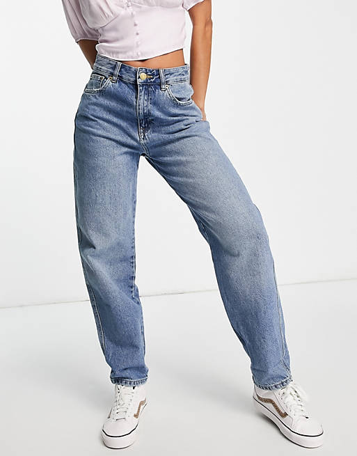 Pull&Bear mid waist slouchy jeans in blue | ASOS