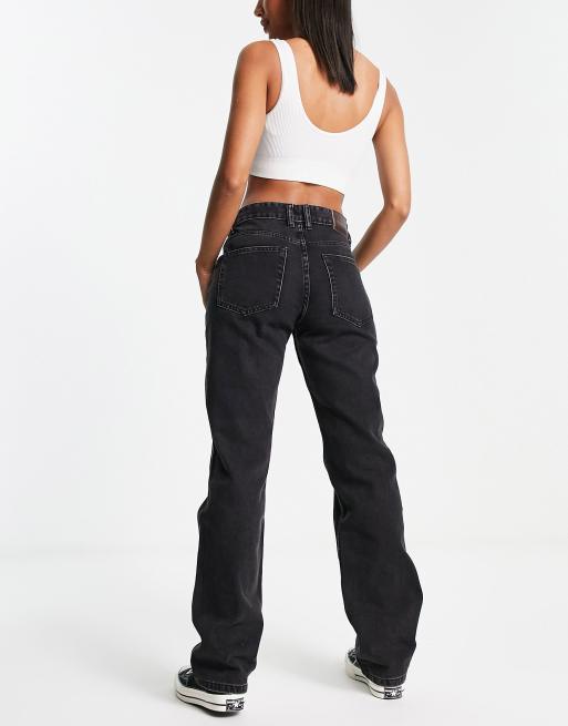 Pull&Bear mid waist straight leg jeans in black