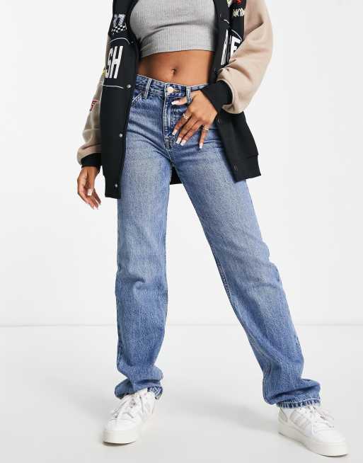 Mid rise sale straight fit jeans