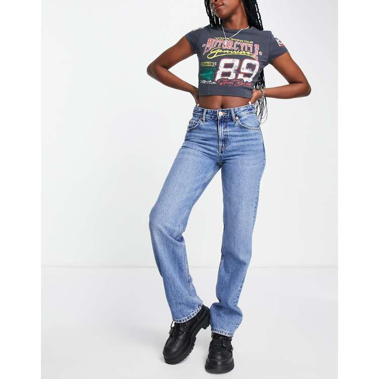 Straight-leg high-rise jeans - pull&bear