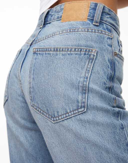 Pull&Bear mid waist straight leg jeans in medium blue, 4 of 4
