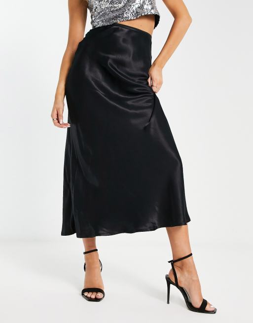 Satin slip shop skirt black