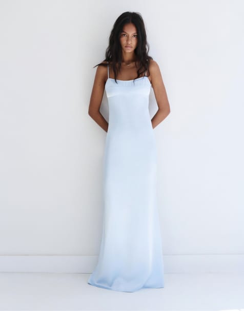 Pull&Bear Midi corset prom dress in sky blue - view 1