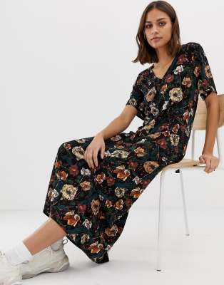 very black floral dress