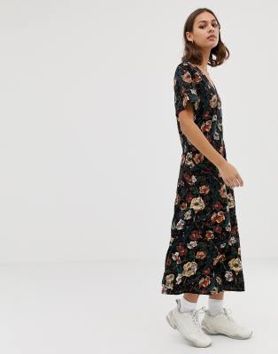 pull and bear floral midi dress