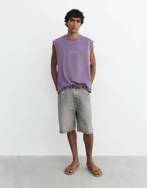 Pull&Bear Midwest graphic tank top in mulberry, 4 of 4