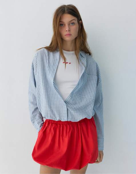 Pull&Bear - Mini ballonrok in rood - view 1