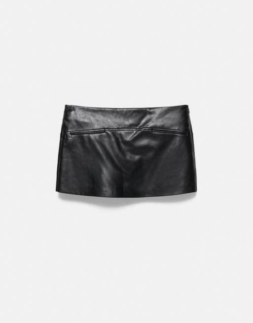 Pull&Bear mini-jupe effet cuir noire, 5 de 7
