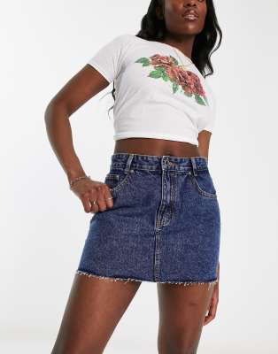 Mini-jupe En Jean Délavé Bleu Pull & Bear - Taille 38 (EUR) - Occasion En Très Bon état (TBE)