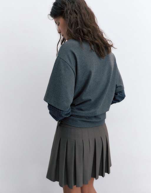 Mini-jupe Plissée Grise M&S UK 16 - Viscose/polyester - Occasion Très Bon état