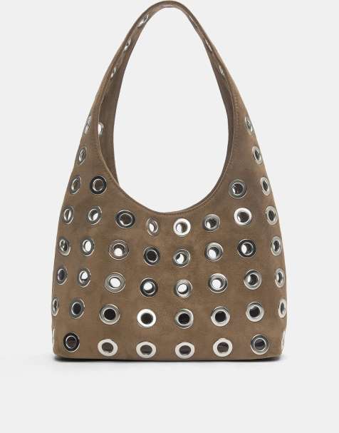 Pull&Bear - Mini sac porté épaule à œillets - Marron - view 1