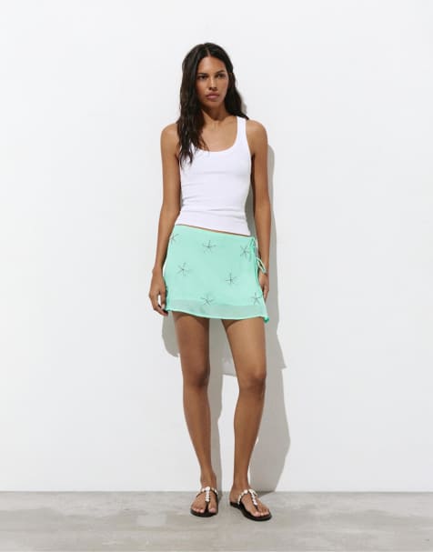 Pull&Bear - Mini sarongrok met kralen in turkoois - view 1