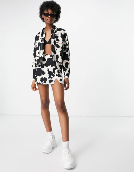 Cow print 2025 shirt and skirt