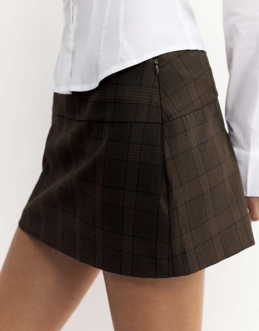 Pull&Bear Mini-Skort in Dunkelbraun, 3 von 7