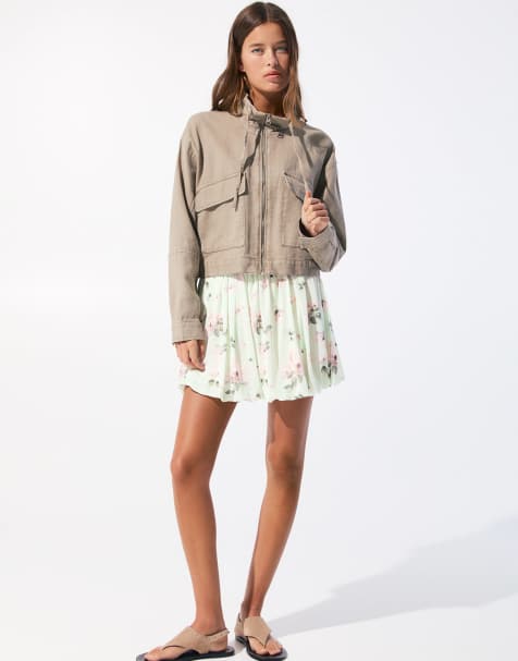 Pull&Bear - Minigonna a palloncino color menta in rete a fiori - view 1