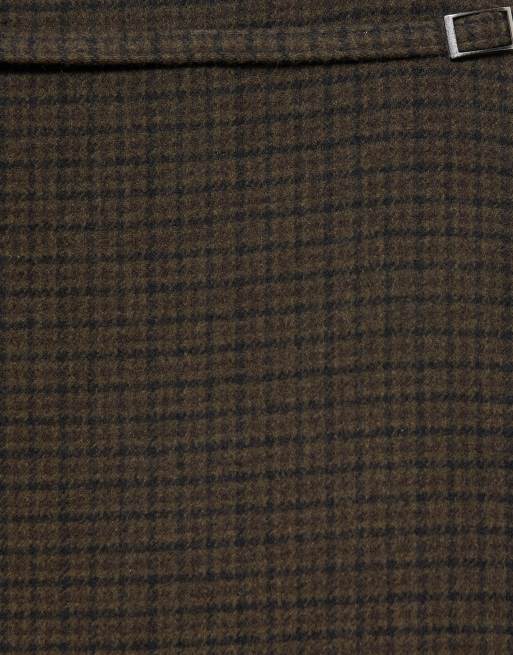 Pull&Bear minigonna a quadri con cintura marrone, 5 di 6