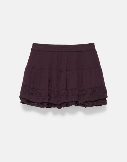 Pull&Bear minikjol med volang i burgundy, 5 av 7