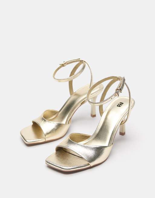 Pull&Bear - Minimalistische sandalen met hak in goud, 2 van 4