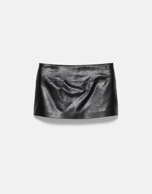 Pull&Bear mininederdel i læderlook i sort, 7 af 7