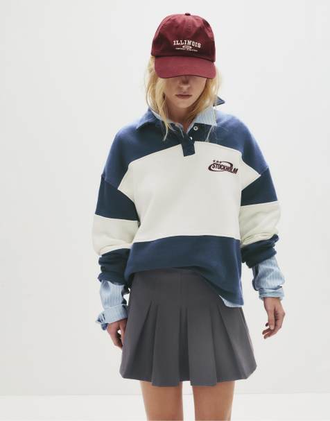 Pull&Bear – Minirock mit Kellerfalte in Grau - view 1