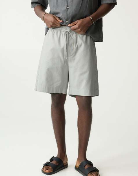 Pull&Bear - Mintgrønne bermuda-joggingshorts i hørblanding - view 1