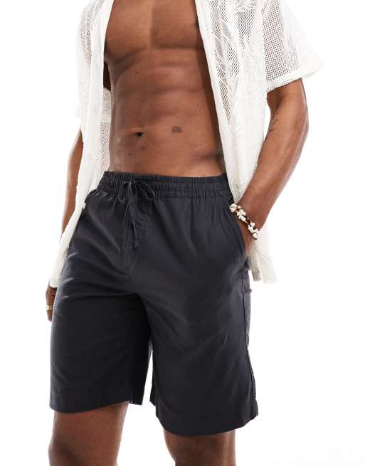 Pull&Bear - Mix og match - Sorte shorts i hørblanding