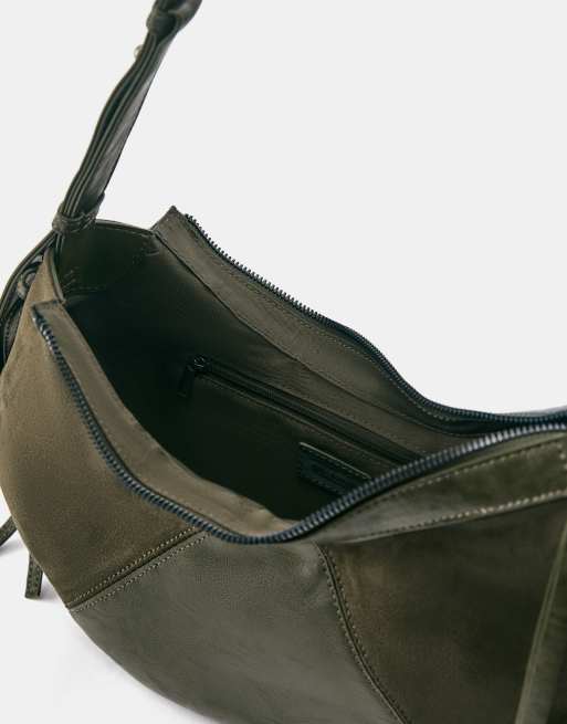 Pull&Bear Mixed-material crossbody bag in khaki, 5 of 6