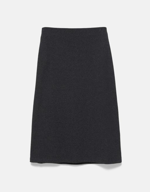 Pull&Bear mjuk midikjol i rak modell i grått, 5 av 7