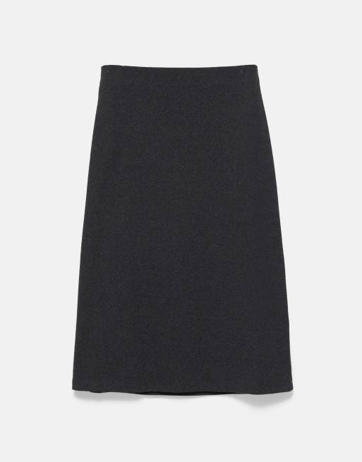 Pull&Bear mjuk midikjol i rak modell i grått, 7 av 7