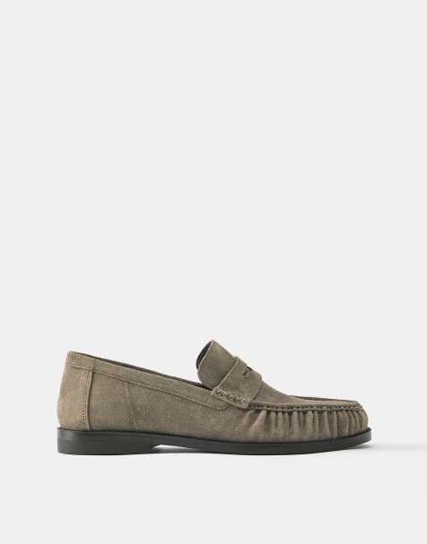 Pull&Bear - Mocassini arricciati in pelle marroni - view 1