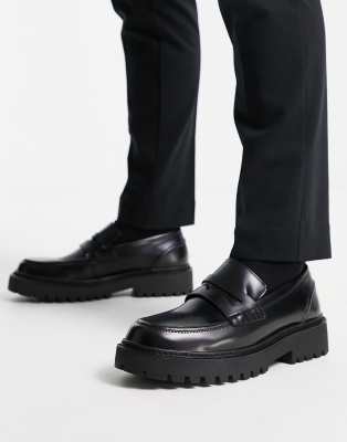 Mocassins à Plateforme Pull & Bear - Taille 39 (40 EU), Noir, Peu Portés, Occasion