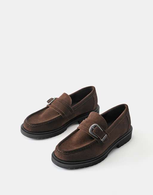 Pull&Bear mocassins cowboy en cuir marron, 2 de 4