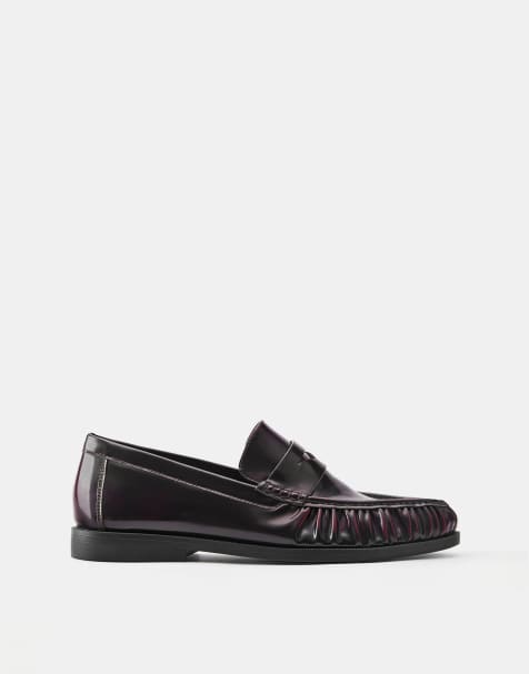 Pull&Bear mocassins froncés bordeaux - view 1
