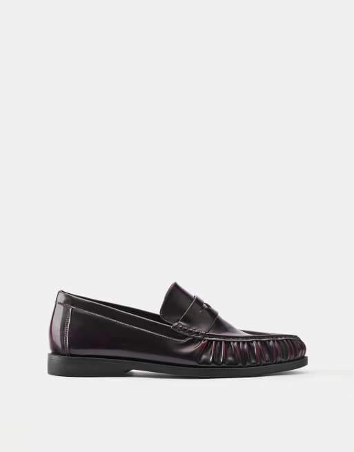 Pull&Bear mocassins froncés bordeaux, 2 de 5