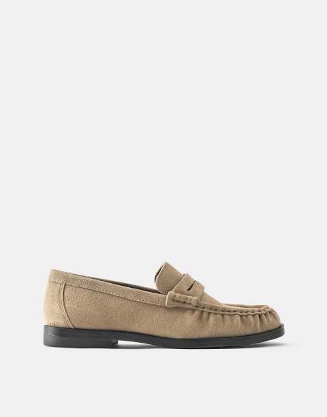 Pull&Bear mocassins froncés en cuir camel - view 1
