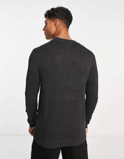 Pull Bear mock neck jumper in grey ASOS