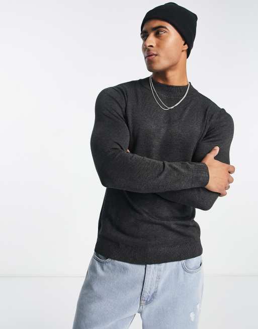 Pull&Bear mock neck jumper in grey