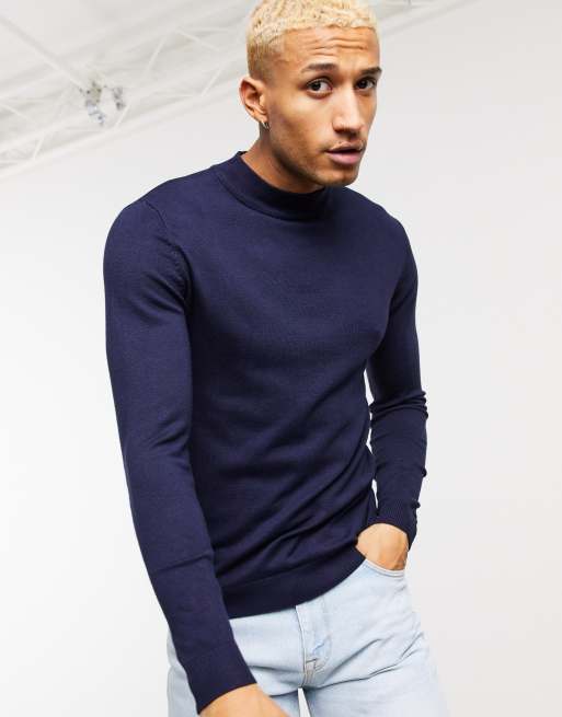 Navy on sale mock turtleneck