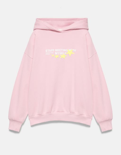Pull&Bear mockahuva med stjärngrafik i rosa, 5 av 7