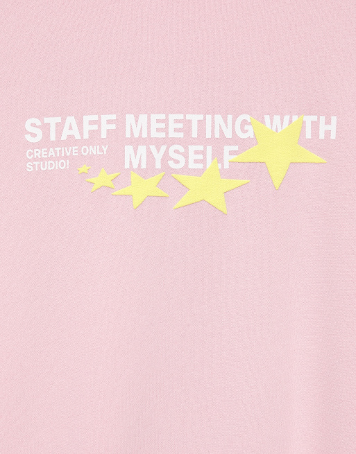 Pull&Bear mockahuva med stjärngrafik i rosa, 6 av 7