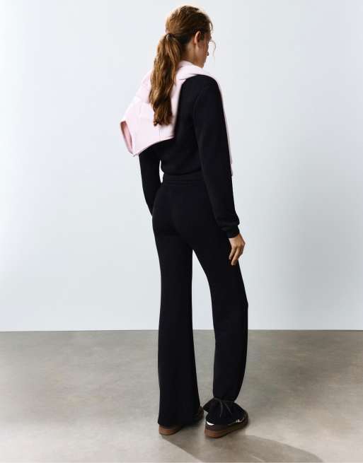 Pull&Bear Modal flared trousers in black, 2 of 7