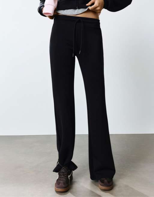 Pull&Bear Modal flared trousers in black, 4 of 7