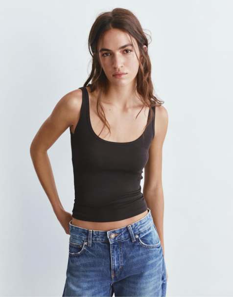 Pull&Bear Modal tank top in brown - view 1