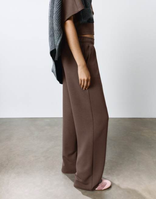 Pull&Bear Modal wide-leg trousers in brown, 3 of 7