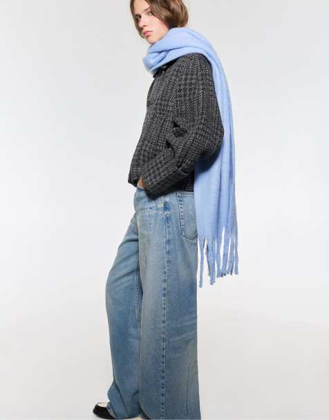 Pull&Bear Mohair-look scarf in pale blue