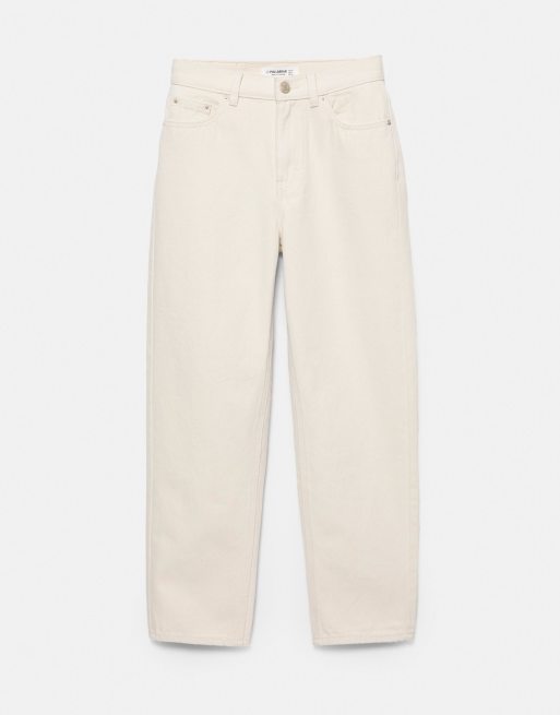 Pull&Bear - Mom-fit jeans met hoge taille in licht ecru, 5 van 7