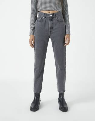 Pull & Bear Mom Jean In Dark Gray | ModeSens